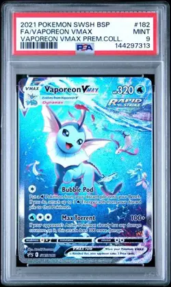 PSA 9 Vaporeon Vmax SWSH182 Pokemon Sword Shield Promo Premium Collection Box - Image 1