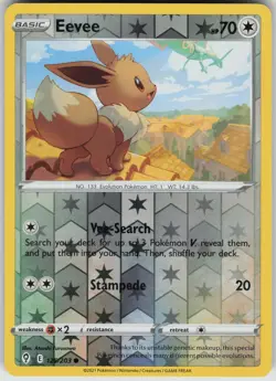Eevee Reverse Holo 125/203 Common SWSH07: Evolving Skies Pokemon - Image 1