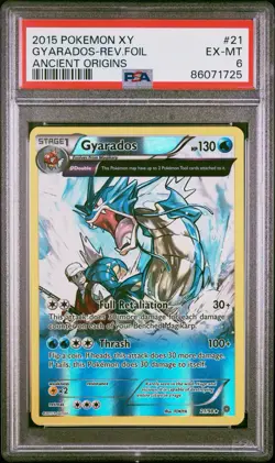2015 Pokemon XY Ancient Origins Gyarados 21/98 Reverse Foil PSA 6 - Image 1