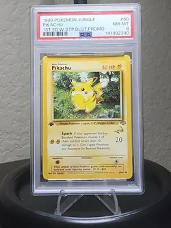 1999 Pokemon Pikachu (W Stamp) 1st Ed Jungle Duelist WotC Promo Card 60/64 PSA 8 - Image 1