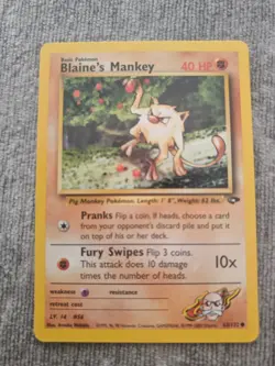 Pokemon Gym Challenge 063/132 Blaine's Mankey Common Pokemon Card LP WOTC TCG - Image 1