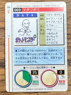 Pokemon Carddass Card Bellsprout File No.69 Bandai Pocket Monsters Red ver. 1996 - Image 2