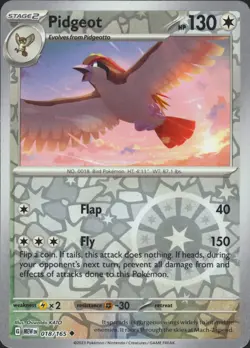Pidgeot 018/165 Uncommon SV: Scarlet & Violet 151 Mint Pokemon Card - Image 1