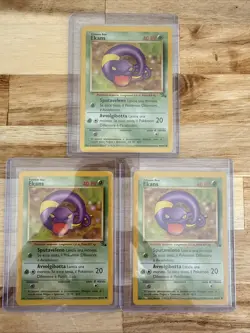 3 Italian Pokemon TCG Ekans Fossil 46/62 Unlimited Regular Common Card WOTC LP - Image 1