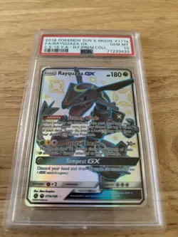 2018 Pokemon Sun & Moon Full Art Rayquaza GX Celestial Storm #177a PSA 10 GEM MT - Image 1