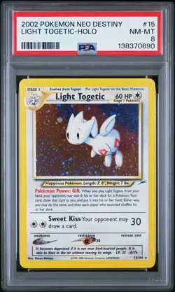 2002 POKEMON NEO DESTINY #15 LIGHT TOGETIC-HOLO PSA 8 - Image 1