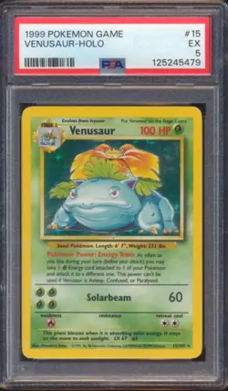 1999 POKEMON GAME VENUSAUR #15 HOLO PSA 5! - Image 1