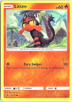 Litten Dragon Majesty 12/70 LP Reverse Foil Pokemon - Image 1