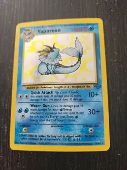 Pokemon TCG Vaporeon Jungle 12/64 Holo Unlimited 1999 - Image 1