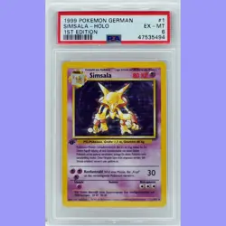 Pokemon 1st Ed Base Set German Alakazam (Simsala) Holo #1 PSA 6 Excellent-Mint - Image 1