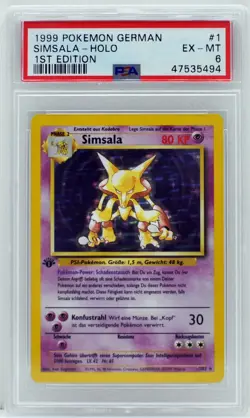 Pokemon 1st Ed Base Set German Alakazam (Simsala) Holo #1 PSA 6 Excellent-Mint - Image 3