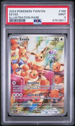 Eevee #188 - Pokemon Twilight Masquerade Illustration Rare - PSA 9 - Image 1