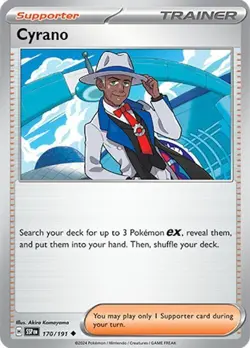 Cyrano 170/191 Reverse Holo Uncommon LP - Pokemon S&V Surging Sparks SSP Trainer - Image 3