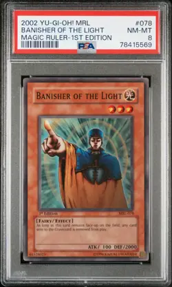 Yugioh! Banisher of the Light MRL-078 Super Rare 1st Edition PSA Graded 8 NM-MT - Image 1
