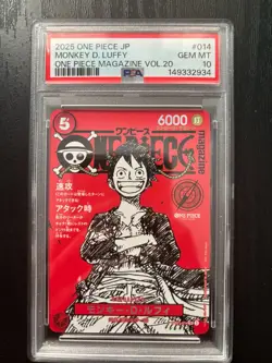 2025 ONE PIECE JPN PROMOS ONE PIECE MAGAZINE VOL.20 #014 MONKEY D. LUFFY PSA 10 - Image 1