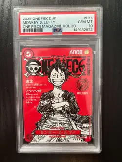 2025 ONE PIECE JPN PROMOS ONE PIECE MAGAZINE VOL.20 #014 MONKEY D. LUFFY PSA 10 - Image 1