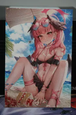 Koharu Shimoe Swimsuit Blue Archive Sexy Waifu Textured Custom Card - Image 1