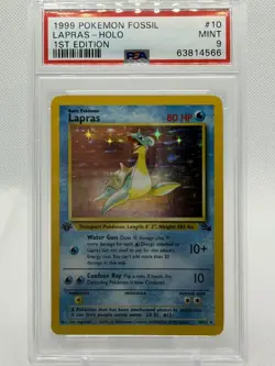 1999 Pokemon TCG 1st Edition Fossil LAPRAS Holo Foil Card PSA 9 #10/62 - Image 1