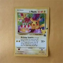 Pokemon Birthday Pikachu Black Star Promo Card 25 50 HP Basic 1999 Vintage - Image 1