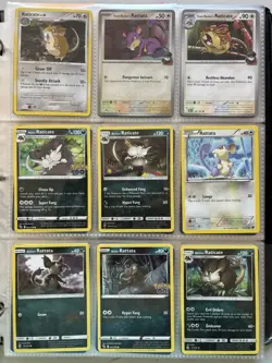 Pokemon Card Species Set Lot - 9x Unique Cards / Rattata Family - Image 1