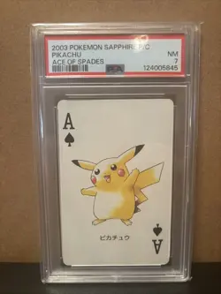2003 Pikachu Ace of Spades Pokemon Sapphire Japanese Poker Playing Card - Image 1