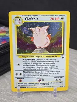 Pokemon Card TCG Clefable 5/130 Base Set 2 WOTC 2000 Vintage Holo Rare Swirl - Image 3