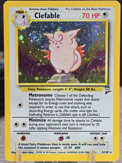 Pokemon Card TCG Clefable 5/130 Base Set 2 WOTC 2000 Vintage Holo Rare Swirl - Image 5
