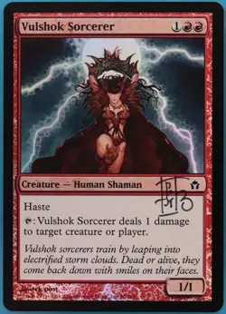 Vulshok Sorcerer FOIL Fifth Dawn NM Red Common SIGNED CARD (442787) ABUGames - Image 1