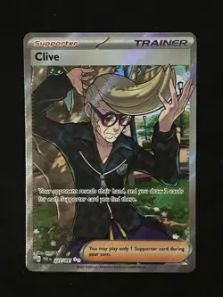 Pokemon Card Clive 227/091 Secret Ultra Rare Full Art Holo SV: Paldean Fates TCG - Image 1