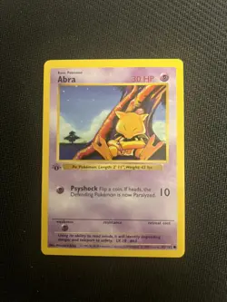 Pokemon Card - Abra 1st Edition Base Set Shadowless 43/102 - Image 1
