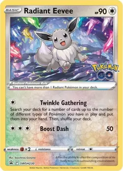 Radiant Eevee NMint Box Fresh SWSH 230 Pokemon GO Holo Black Star Promo TCG Card - Image 1