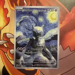 Mewtwo with The Starry Night Van Gogh Collectible Fan Art Card Gift promo - Image 2