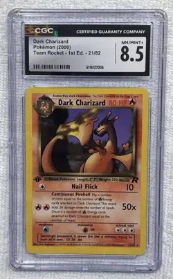CGC 8.5 DARK CHARIZARD (Team Rocket) 21/82 Pokemon Card 1st edition 2000 - Image 1