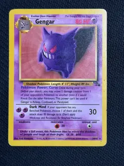 Pokemon Gengar Fossil Rare 20/62 Stage 2 80 HP Dark Mind Regular 1999 - Image 1