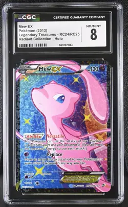 CGC 8 Mew EX 2013 Legendary Treasures RC24/RC25 Radiant Collection Pokemon Card - Image 1