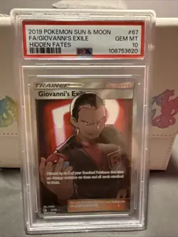 PSA 10 GEM MINT Giovanni's Exile 67/68 Hidden Fates Ultra Rare Holo Pokemon 2019 - Image 1
