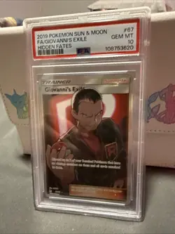 PSA 10 GEM MINT Giovanni's Exile 67/68 Hidden Fates Ultra Rare Holo Pokemon 2019 - Image 2