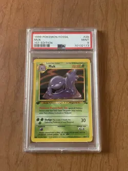 First Edition 1999 Pokemon Fossil 28/62 Muk PSA Mint 9 - Image 2