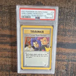 Pokemon Here Comes Team Rocket! 15/82 Celebrations Holo PSA 10 - Image 1