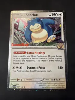 Hop's Snorlax 117/159 Rare Journey Together Pokemon NM Gamestop Stamp - Image 1