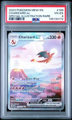 2023 POKEMON MEW EN-151 SPECIAL ILLUSTRATION RARE #199 CHARIZARD EX PSA 4 - Image 1