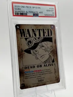 Bandai Sabo OP13-120 Wanted Alternate Art SEC Foil Blocker PSA 10 One Piece - Image 2