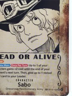 Bandai Sabo OP13-120 Wanted Alternate Art SEC Foil Blocker PSA 10 One Piece - Image 5