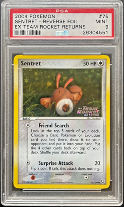 Pokemon Sentret EX Team Rocket Returns Reverse Holo Stamped 75 2004 PSA Mint 9 - Image 1