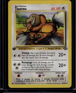 Pokemon 1999 1st Edition Jungle TAUROS 47/64 - Image 1