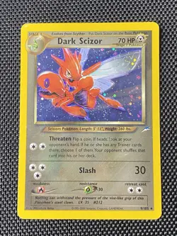 Dark Scizor 9/105 Swirl Neo Destiny Holo Pokemon Card WOTC Vintage - Image 3