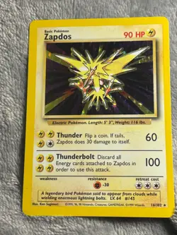 Zapdos 16/102 Holo Base Set 1999 Pokemon Card - Image 1