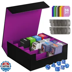 SFSOC 3500+ Trading Card Storage Box,4-Row MTG Deck Box with 36 Dividers and - Image 1