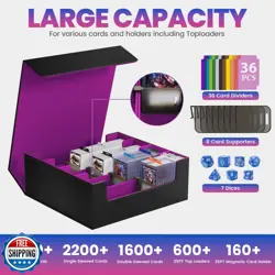 SFSOC 3500+ Trading Card Storage Box,4-Row MTG Deck Box with 36 Dividers and - Image 3