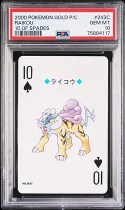 2000 POKEMON SILVER VERSION PLAYING CARDS 10 OF SPADES #243C RAIKOU PSA 10 - Image 1